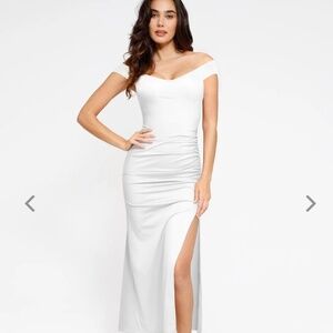 Popilush 	Shapewear Off-the-Shoulder Side Slit Slimming Maxi